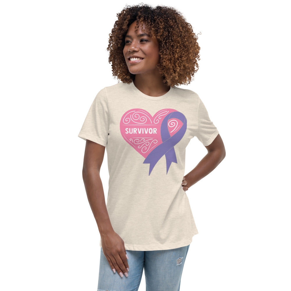 Survivor Pink Hodgkin Lymphoma Cancer -- Womens Relaxed T Shirt