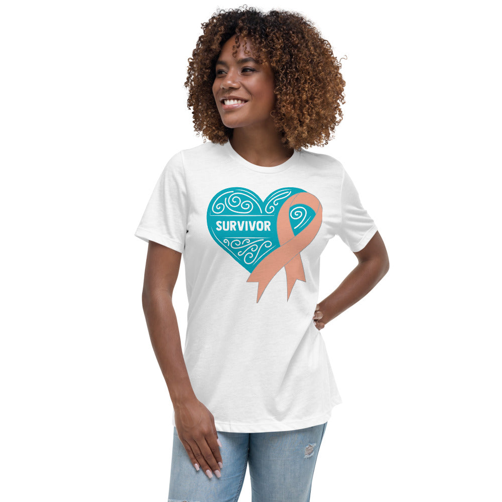 Survivor Teal Uterine or Endometrial Cancer -- Womens Relaxed T Shirt