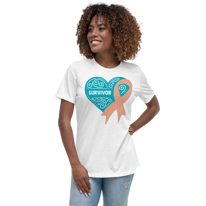 Survivor Teal Uterine or Endometrial Cancer -- Womens Relaxed T Shirt