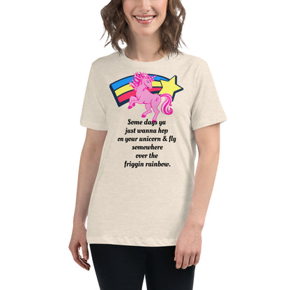 Unicorn Rainbow -- Womens Relaxed T Shirt