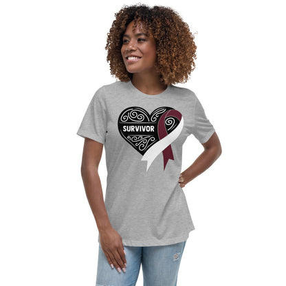 Survivor Black Head and Neck Cancer -- Womens Relaxed T Shirt