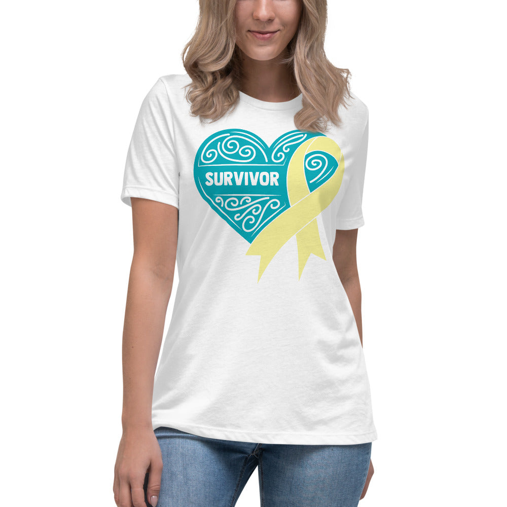 Survivor Teal Bone and Sarcoma Cancer -- Womens Relaxed T Shirt