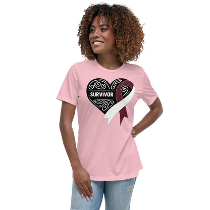 Survivor Black Head and Neck Cancer -- Womens Relaxed T Shirt