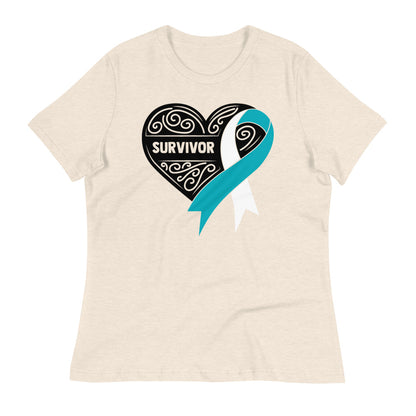 Survivor Black Cervical Cancer -- Womens Relaxed T Shirt