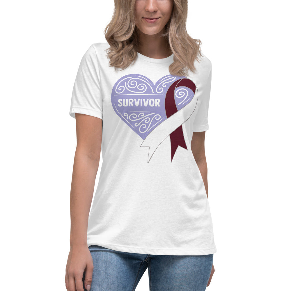 Survivor Lavender Head and Neck Cancer -- Womens Relaxed T Shirt