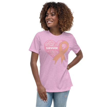 Survivor Pink Uterine or Endometrial Cancer -- Womens Relaxed T Shirt