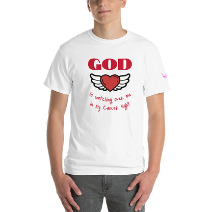 God is watching over my cancer fight - Short Sleeve T-Shirt