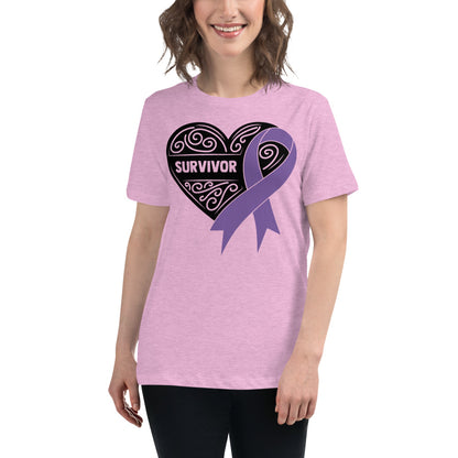 Survivor Black all Cancers -- Womens Relaxed T Shirt