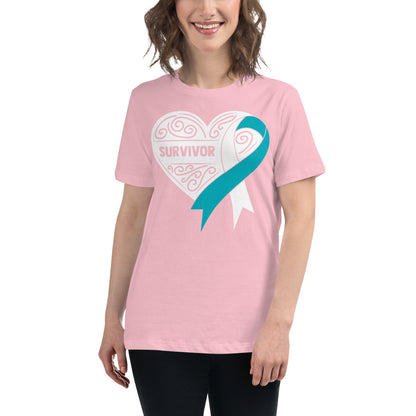 Survivor White Cervical Cancer -- Womens Relaxed T Shirt