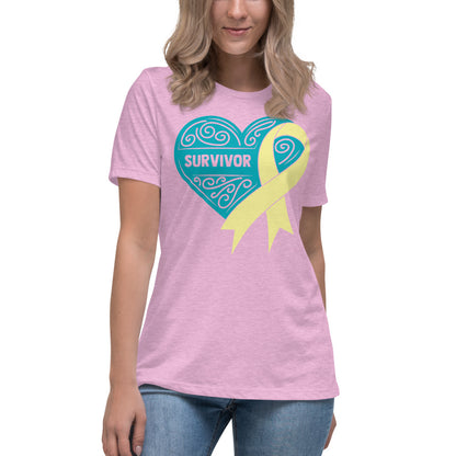 Survivor Teal Bone and Sarcoma Cancer -- Womens Relaxed T Shirt