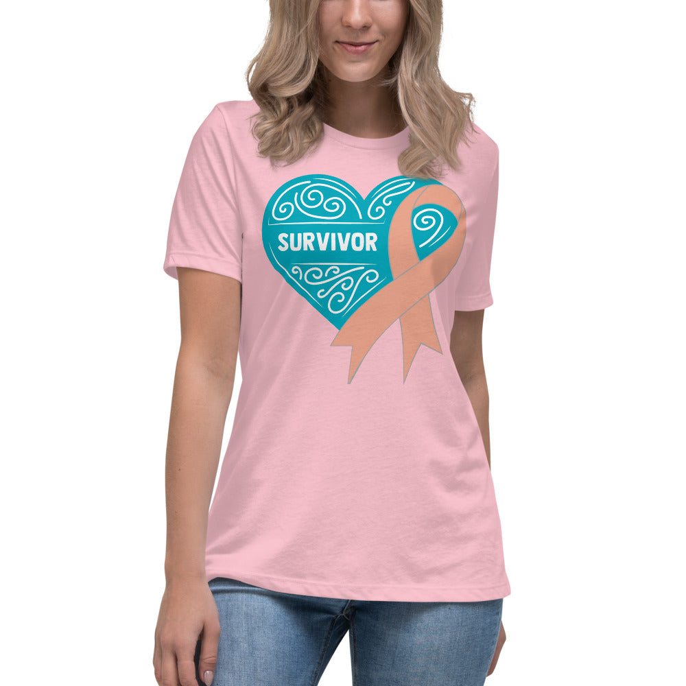 Survivor Teal Uterine or Endometrial Cancer -- Womens Relaxed T Shirt