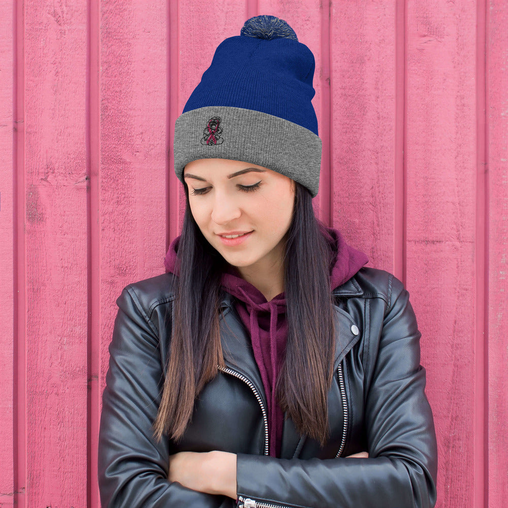 Breast Cancer Tiki - Pom-Pom Beanie