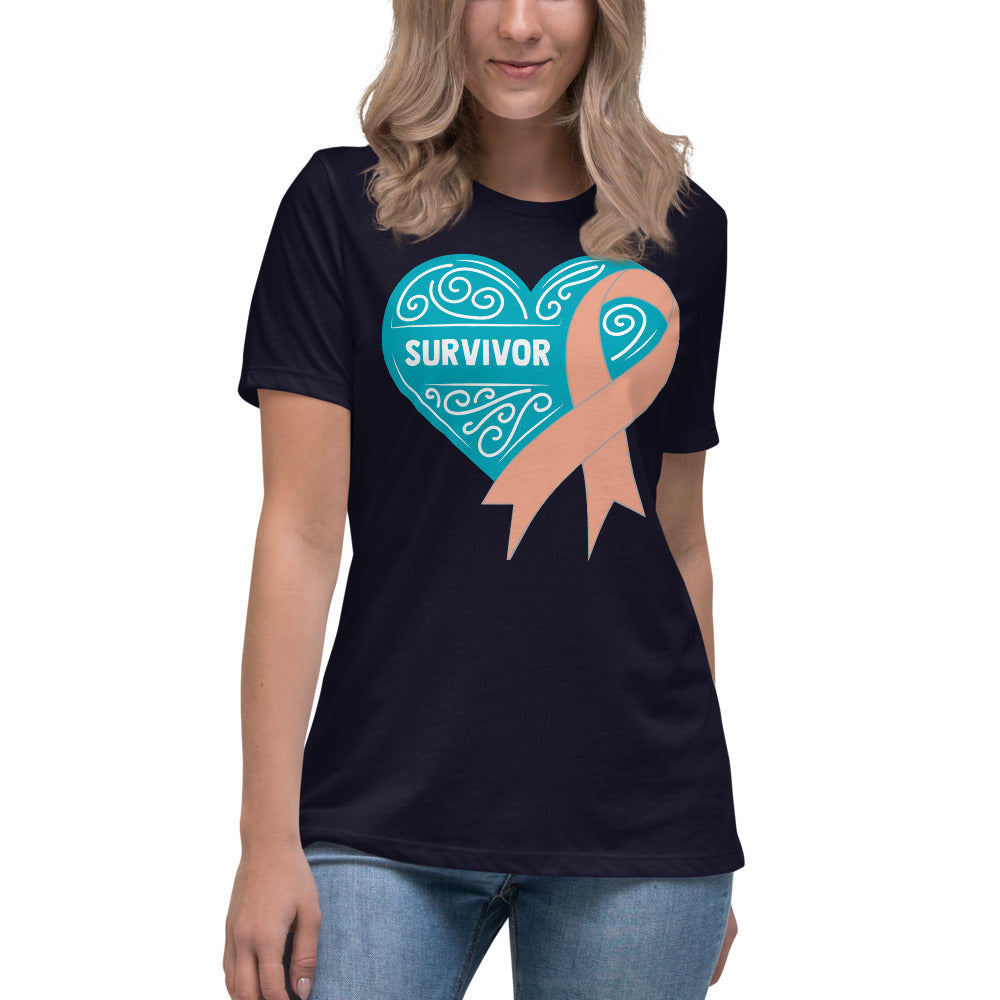 Survivor Teal Uterine or Endometrial Cancer -- Womens Relaxed T Shirt