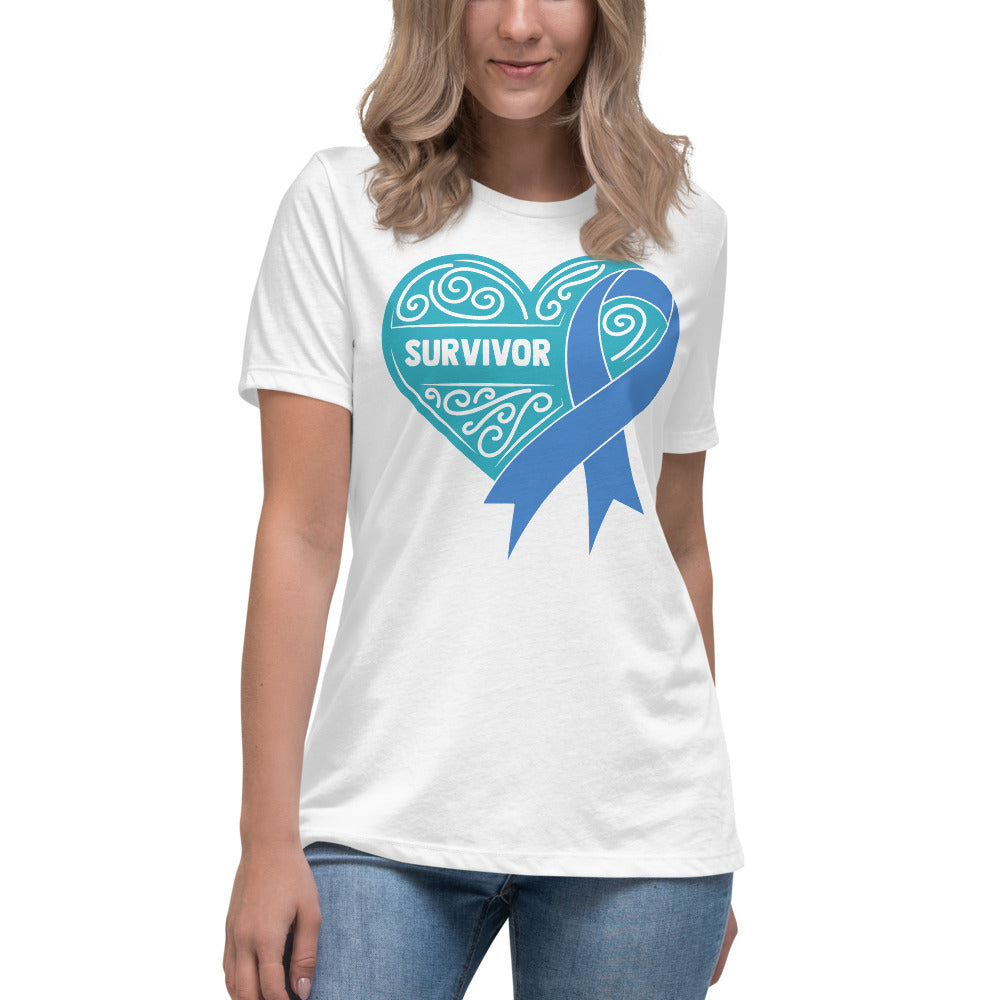 Survivor Teal Colon Cancer -- Womens Relaxed T Shirt