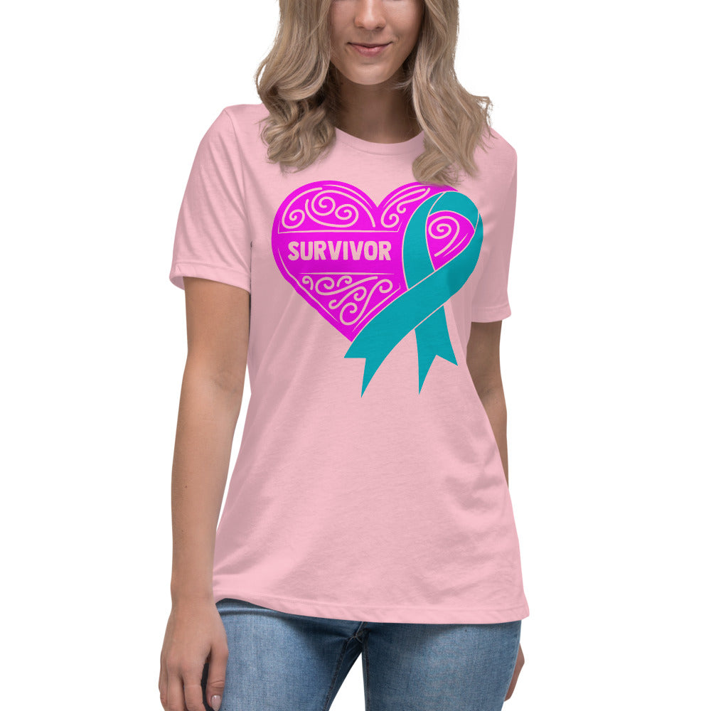 Survivor Pink Ovarian Cancer -- Womens Relaxed T Shirt