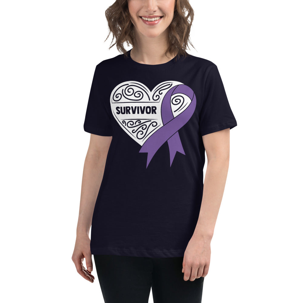 Survivor White All Cancers -- Womens Relaxed T Shirt