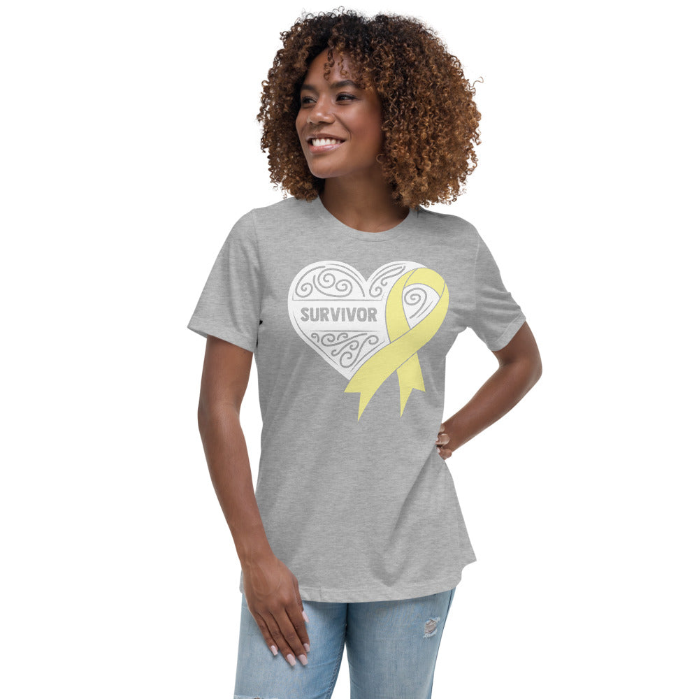 Survivor White Bone and Sarcoma Cancer -- Womens Relaxed T Shirt