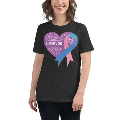 Survivor Lavender Thyroid Cancer -- Womens Relaxed T Shirt