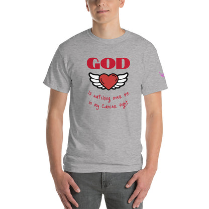 God is watching over my cancer fight - Short Sleeve T-Shirt