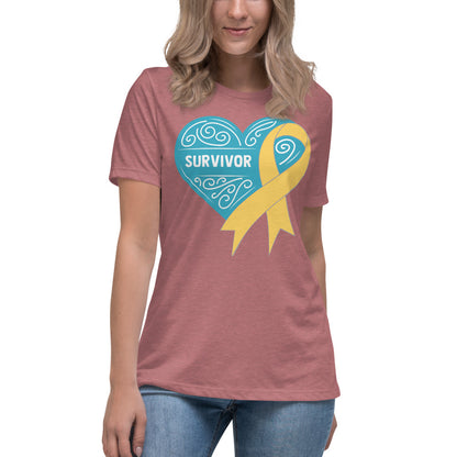 Survivor Teal Childhood Cancer -- Womens Relaxed T Shirt