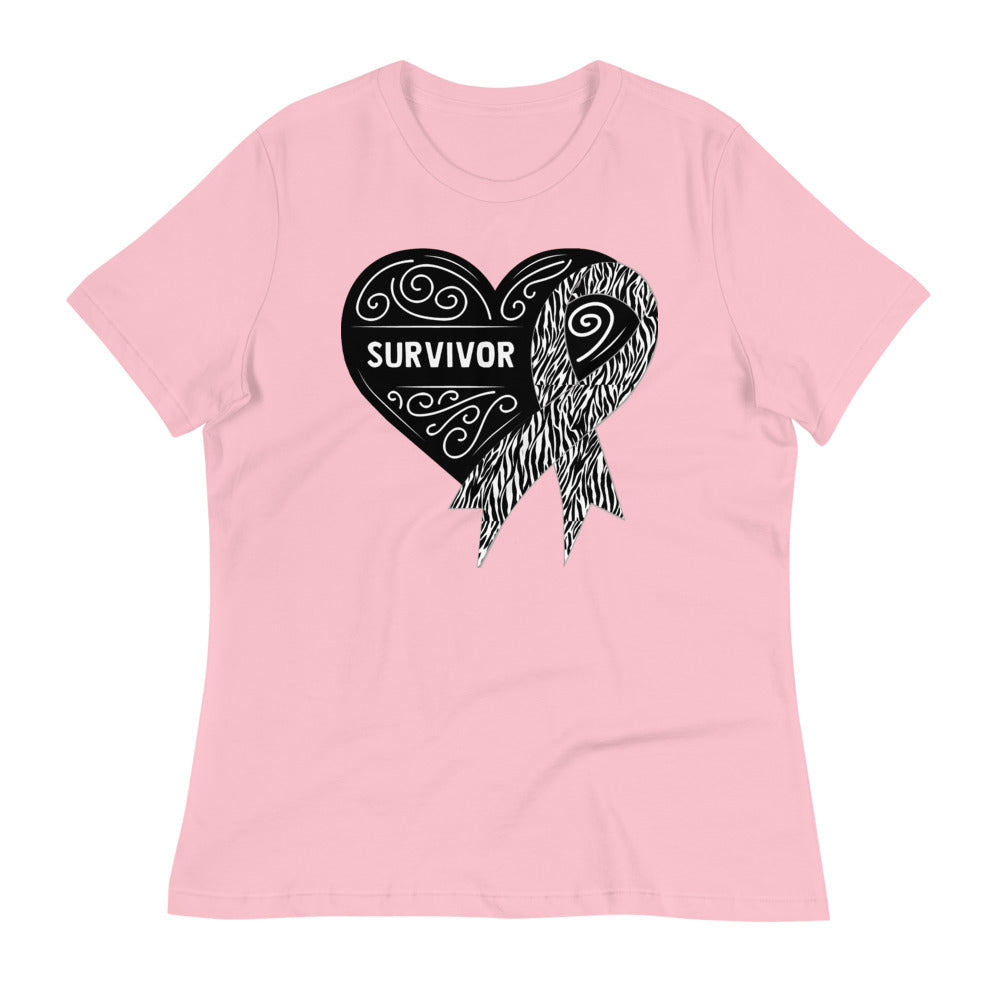 Survivor Black Carcanoid Cancer -- Womens Relaxed T Shirt