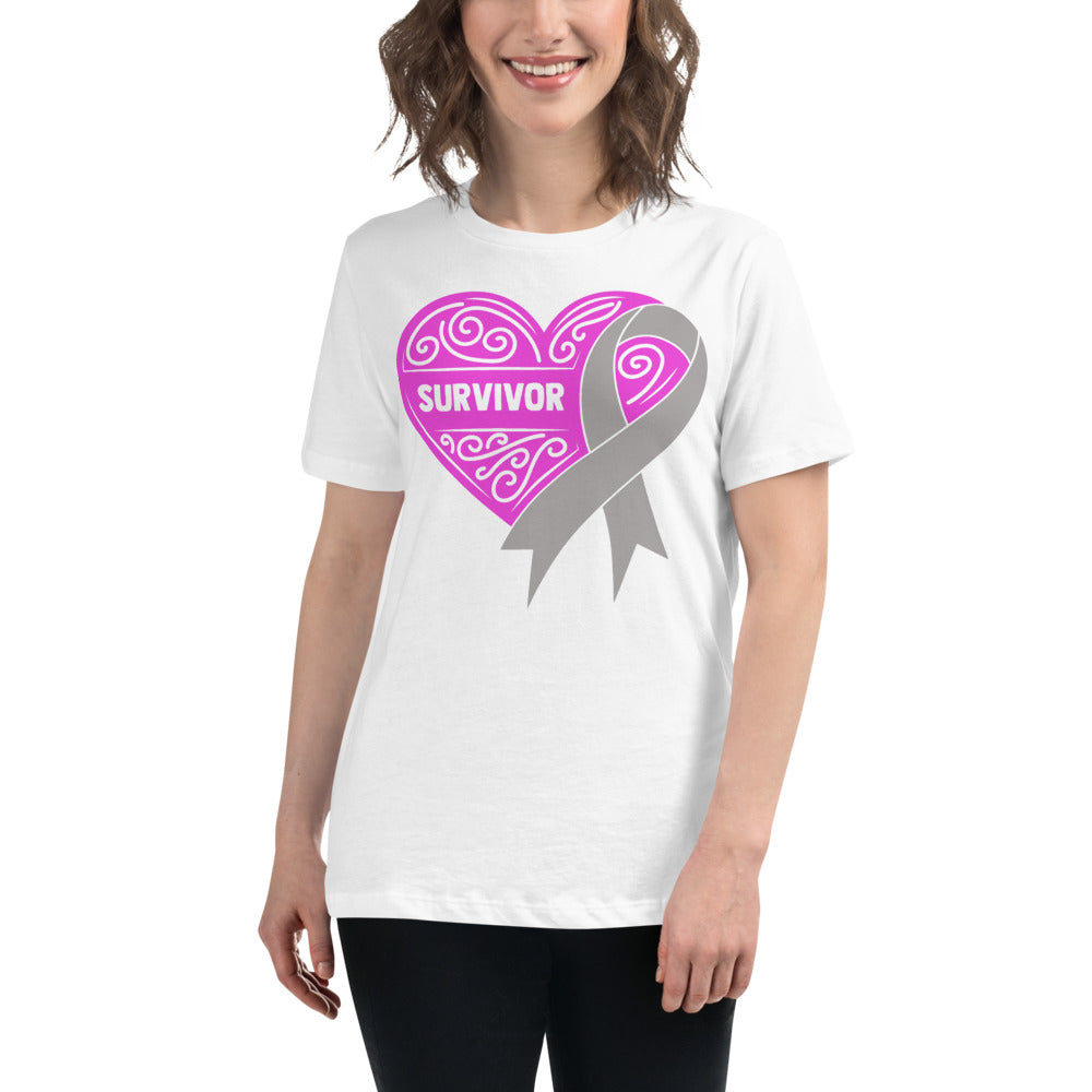 Survivor Pink Brain Cancer -- Womens Relaxed T Shirt