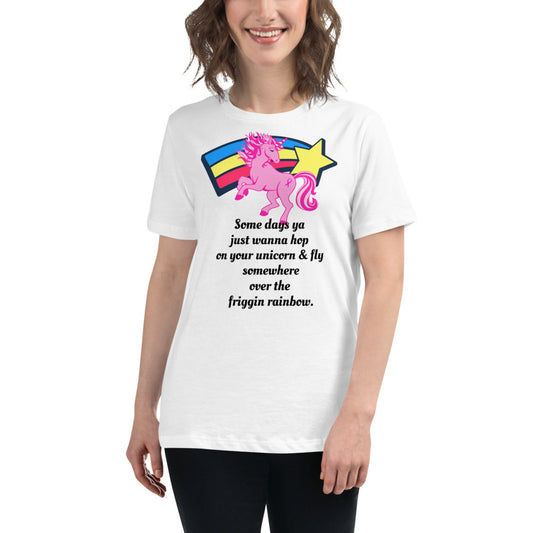 Unicorn Rainbow -- Womens Relaxed T Shirt