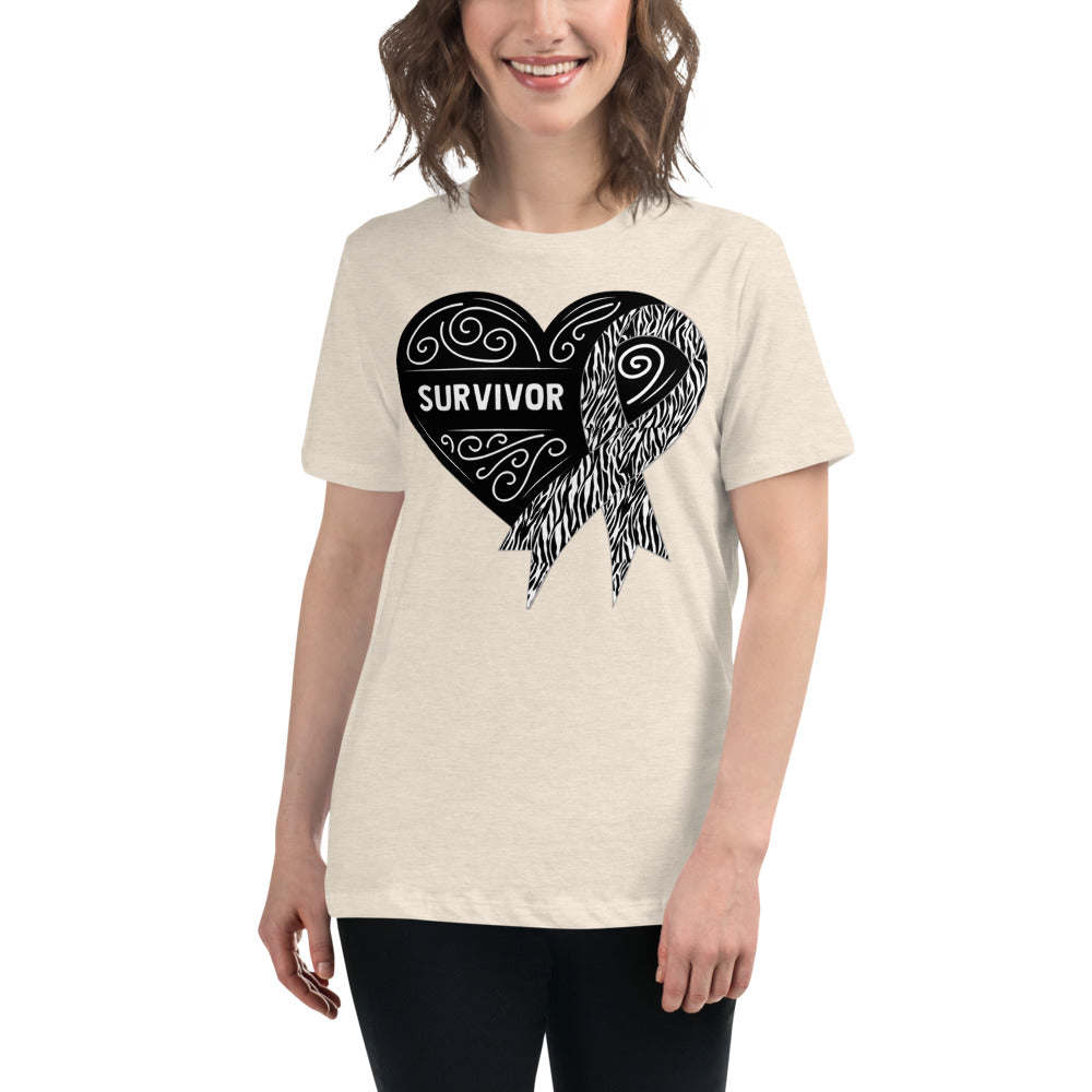 Survivor Black Carcanoid Cancer -- Womens Relaxed T Shirt