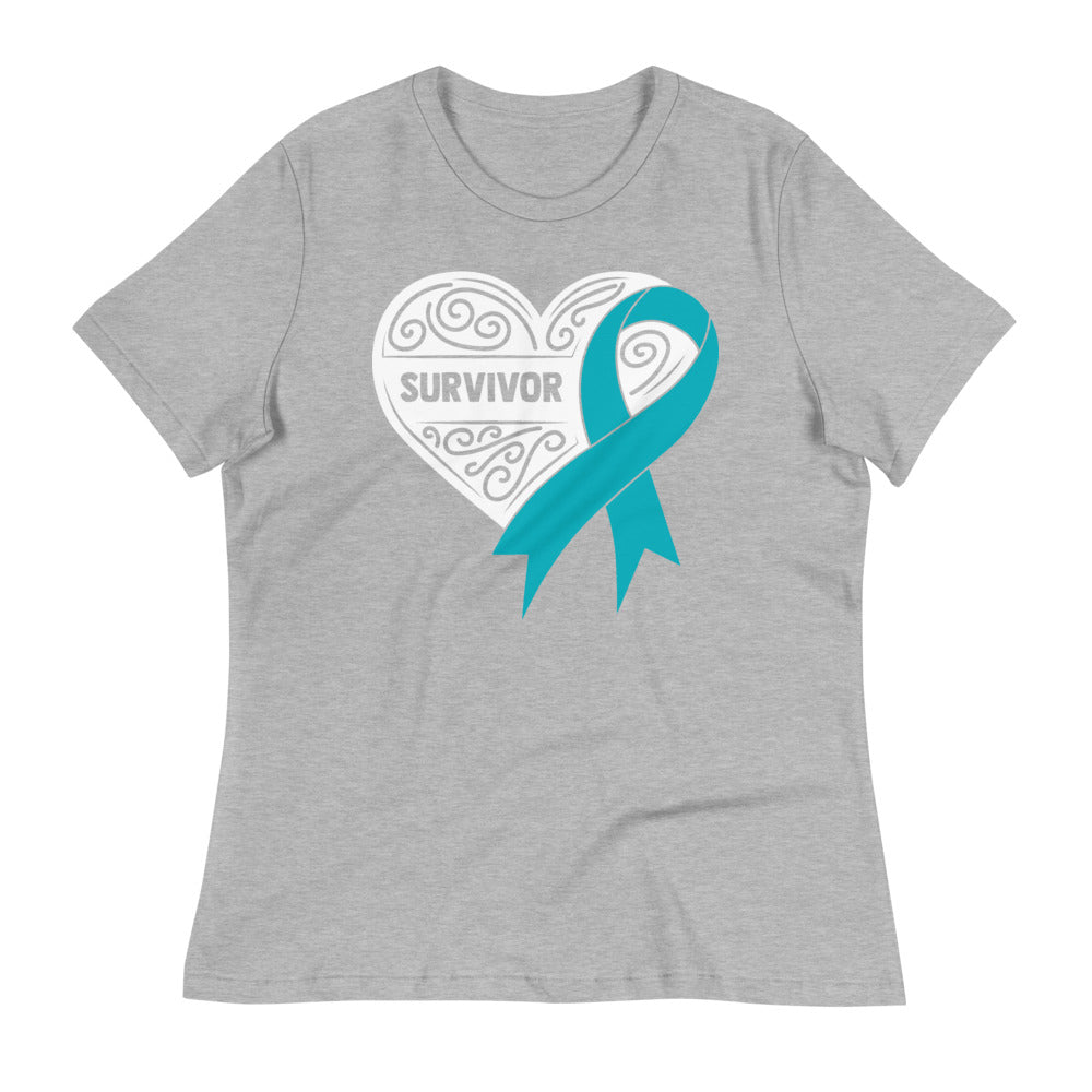 Survivor White Ovarian Cancer -- Womens Relaxed T Shirt