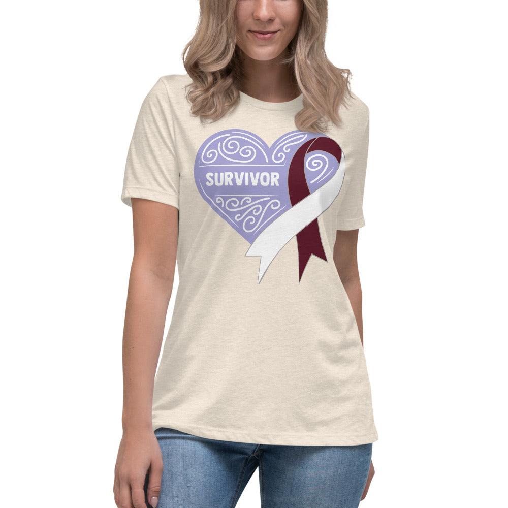 Survivor Lavender Head and Neck Cancer -- Womens Relaxed T Shirt