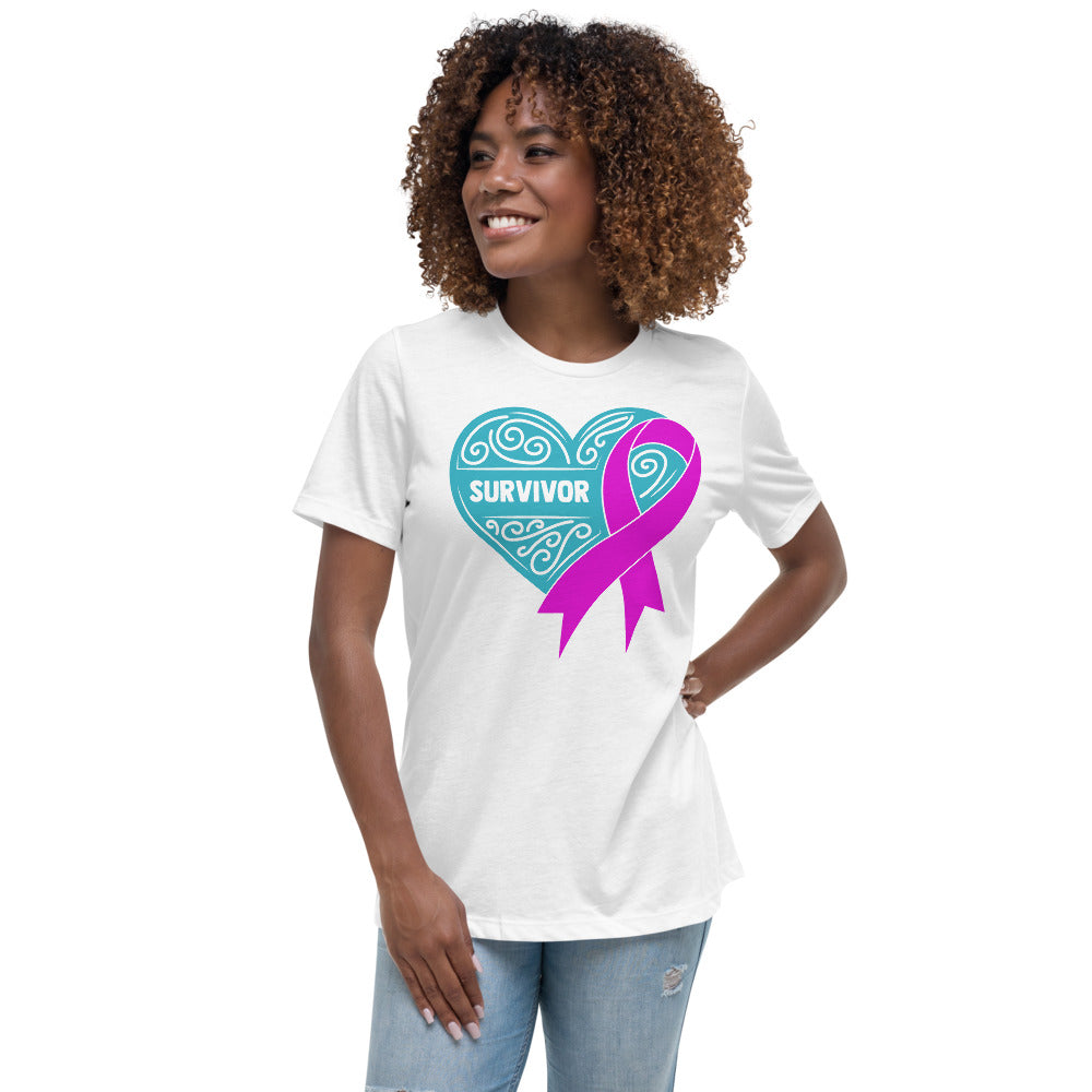 Survivor Teal Breast Cancer -- Womens Relaxed T Shirt