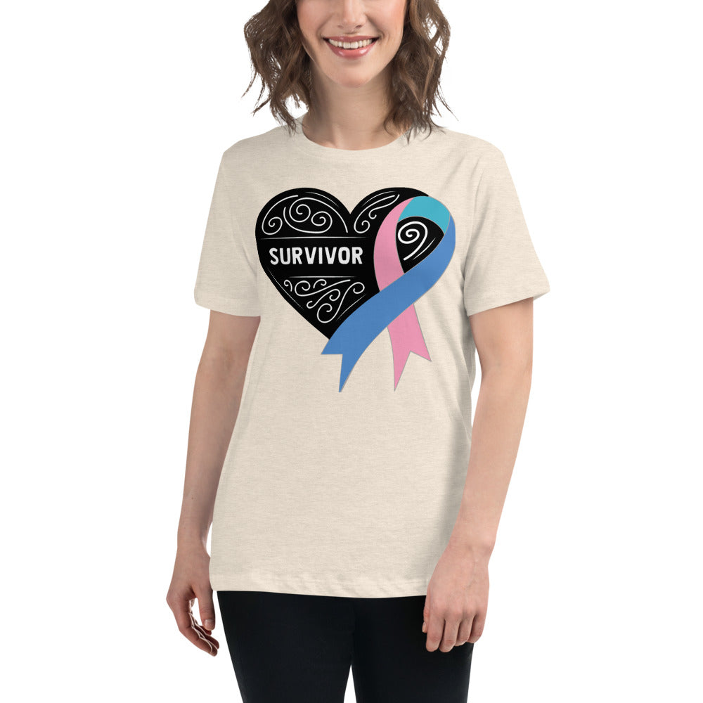 Survivor Black Thyroid Cancer -- Womens Relaxed T Shirt