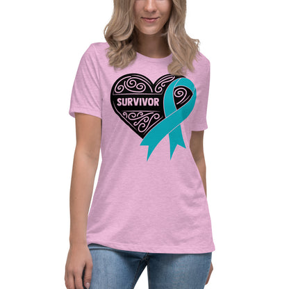 Survivor Black Ovarian Cancer -- Womens Relaxed T Shirt