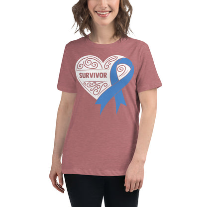 Survivor White Colon Cancer -- Womens Relaxed T Shirt