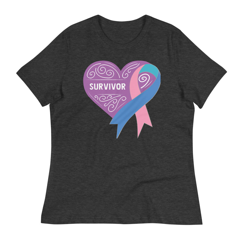 Survivor Lavender Thyroid Cancer -- Womens Relaxed T Shirt