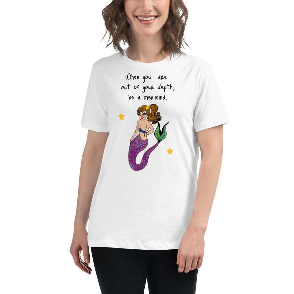 Be A Mermaid Breast Cancer-- Womens Relaxed T Shirt