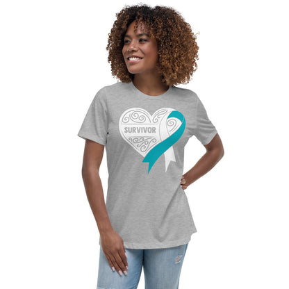 Survivor White Cervical Cancer -- Womens Relaxed T Shirt