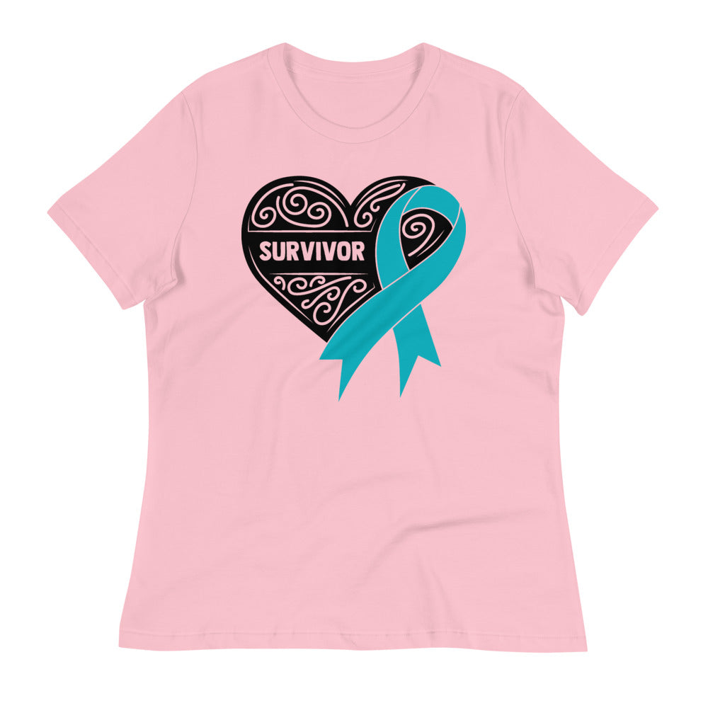 Survivor Black Ovarian Cancer -- Womens Relaxed T Shirt