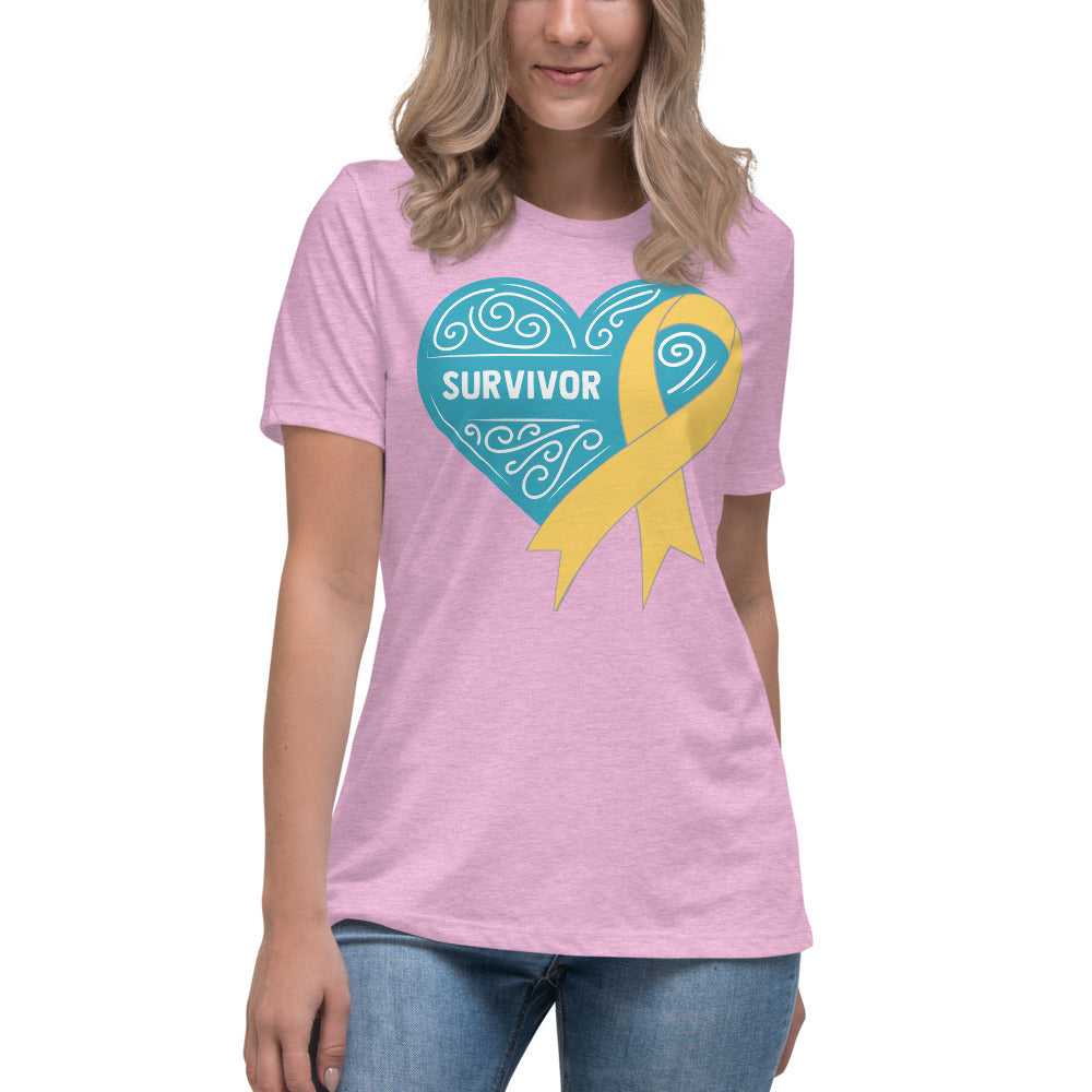 Survivor Teal Childhood Cancer -- Womens Relaxed T Shirt