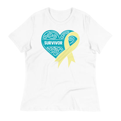 Survivor Teal Bone and Sarcoma Cancer -- Womens Relaxed T Shirt