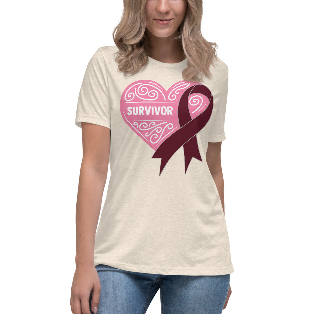 Survivor Pink Multiple Myeloma Cancer -- Womens Relaxed T Shirt