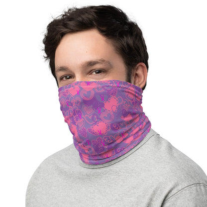 Hearts Breast Cancer Ribbon Mauve - Neck Gaiter