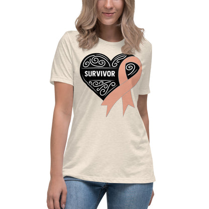 Survivor Black Uterine or Endometrial Cancer -- Womens Relaxed T Shirt