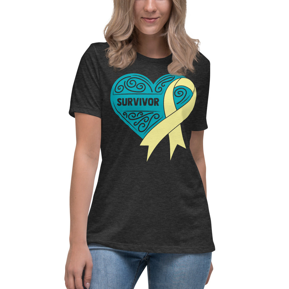 Survivor Teal Bone and Sarcoma Cancer -- Womens Relaxed T Shirt