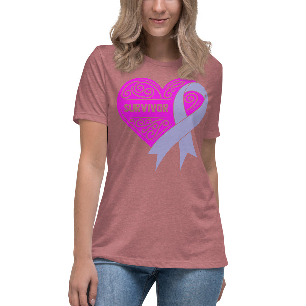 Survivor Pink Stomach Cancer -- Womens Relaxed T Shirt