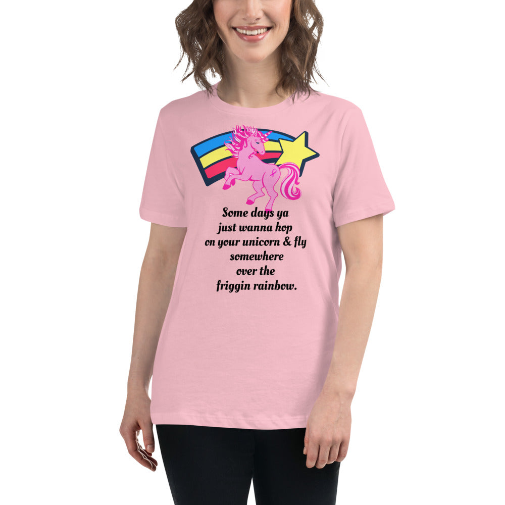 Unicorn Rainbow -- Womens Relaxed T Shirt