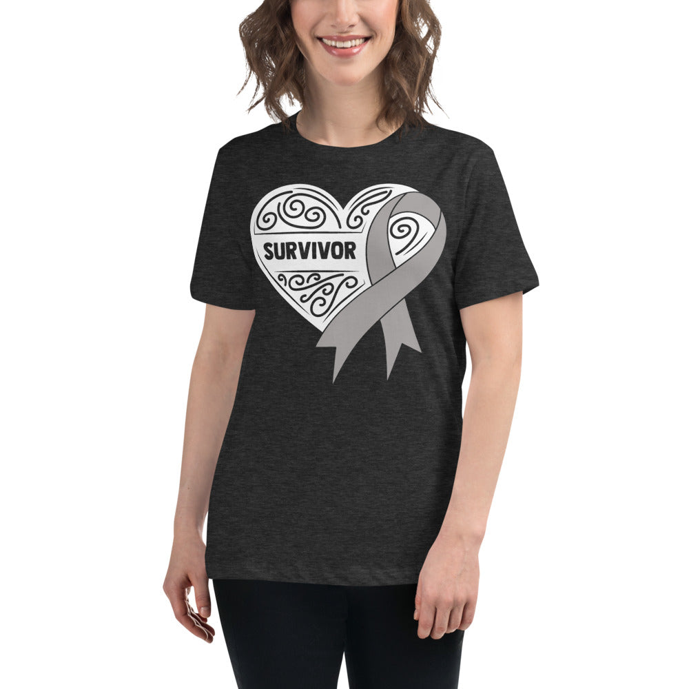 Survivor White Brain Cancer -- Womens Relaxed T Shirt