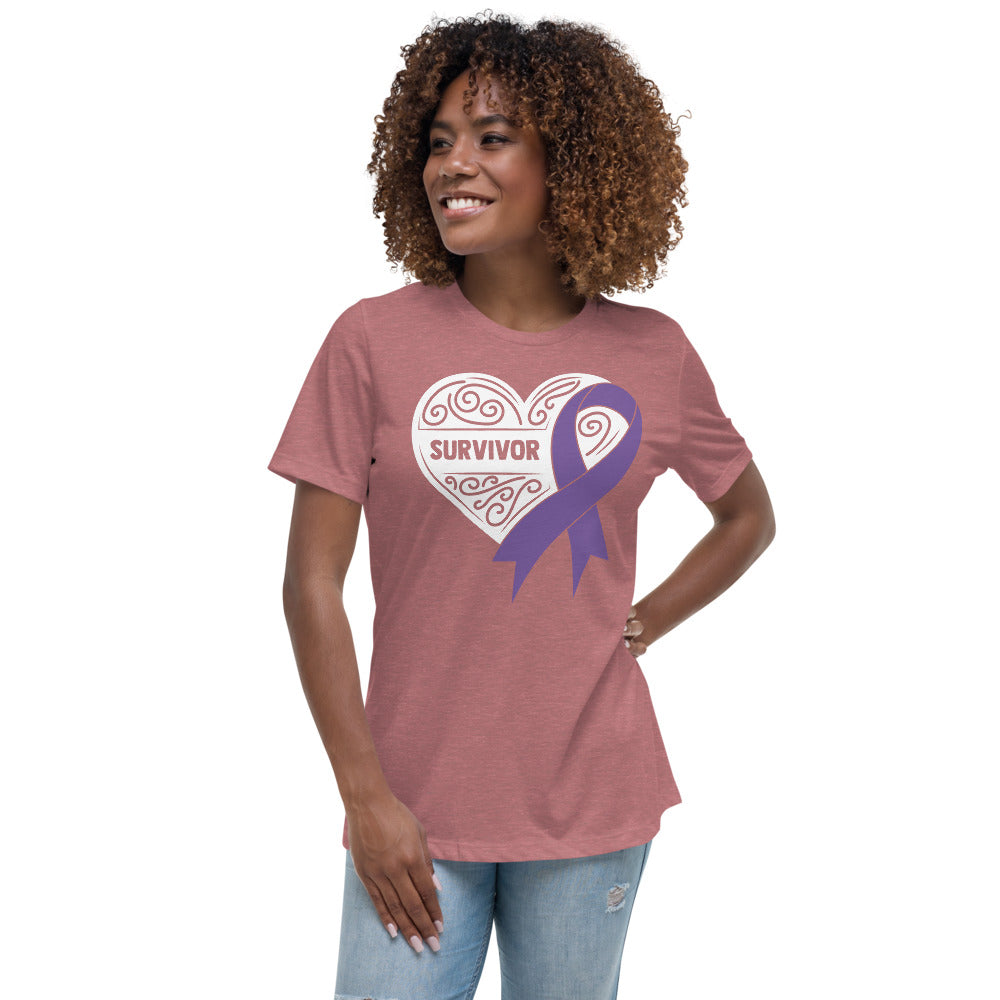 Survivor White All Cancers -- Womens Relaxed T Shirt