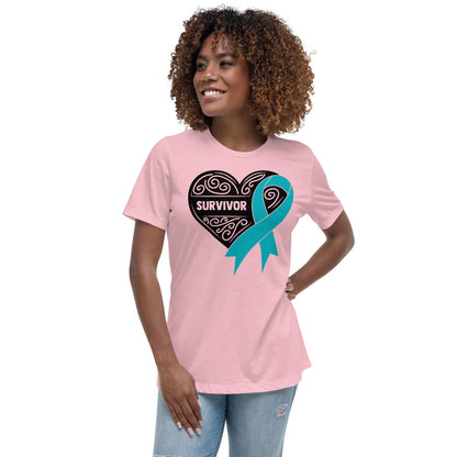 Survivor Black Ovarian Cancer -- Womens Relaxed T Shirt