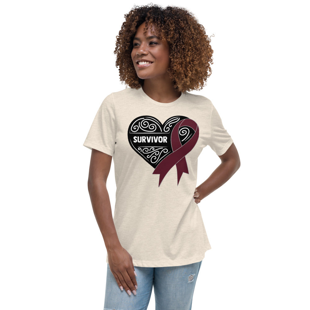 Survivor Black Multiple Myeloma Cancer -- Womens Relaxed T Shirt